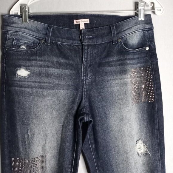 Juicy Couture Distressed Women's Stone Wash Embellished Denim Jeans Size 6 - Picture 4 of 11